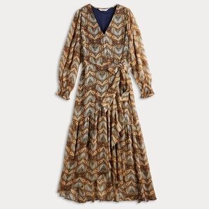 LC Lauren Conrad Brown and Cream Long Sleeve Dress